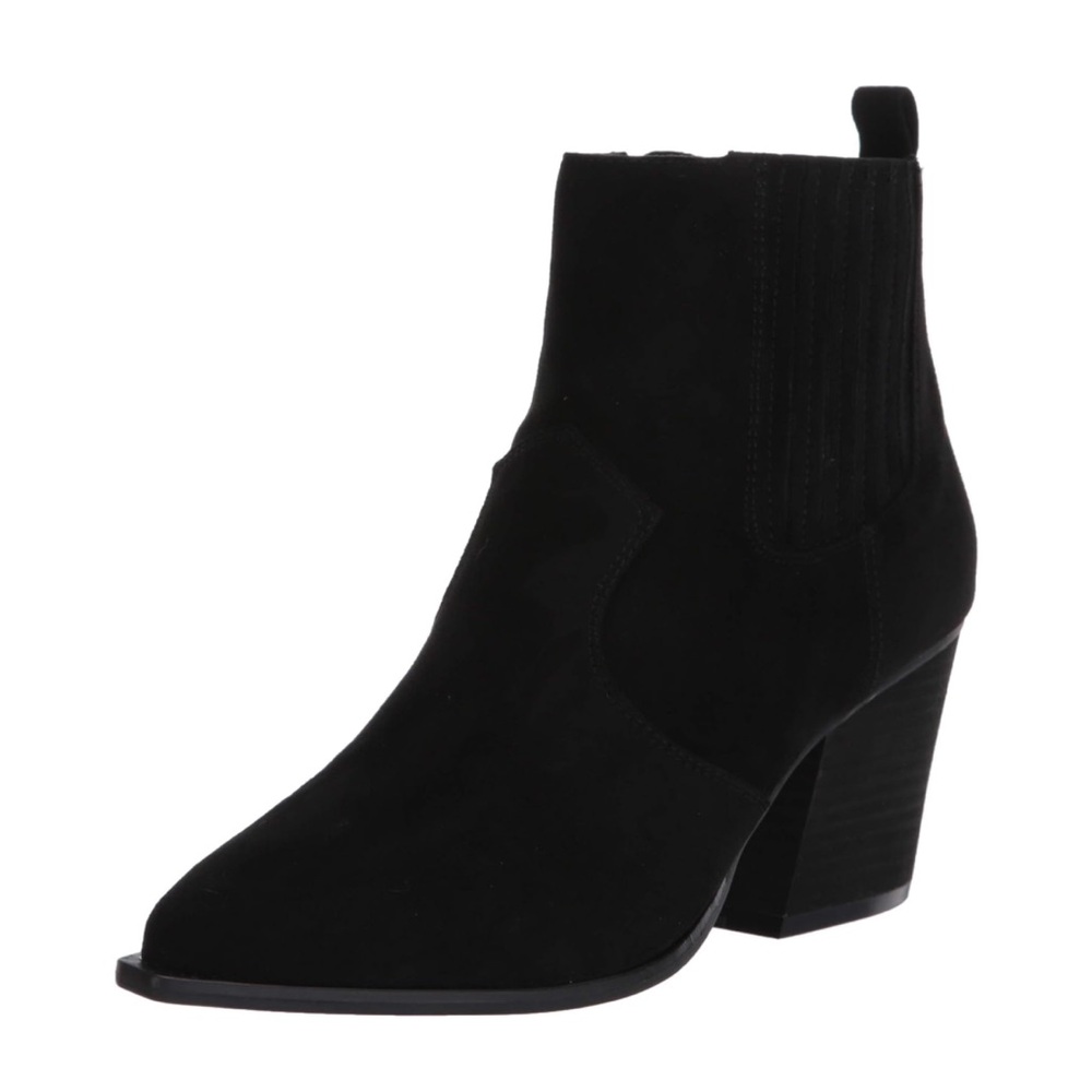 The Drop Women's Sia Pointed-Toe Western Ankle Boot-size 11- black microsuede